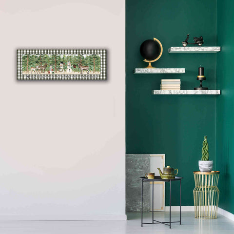 Image of 'Merry Christmas to All on Plaid' by Cindy Jacobs, Canvas Wall Art,36 x 12
