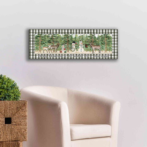 Image of 'Merry Christmas to All on Plaid' by Cindy Jacobs, Canvas Wall Art,36 x 12