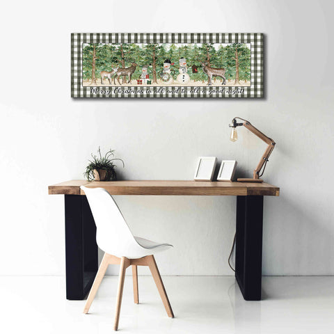 Image of 'Merry Christmas to All on Plaid' by Cindy Jacobs, Canvas Wall Art,60 x 20