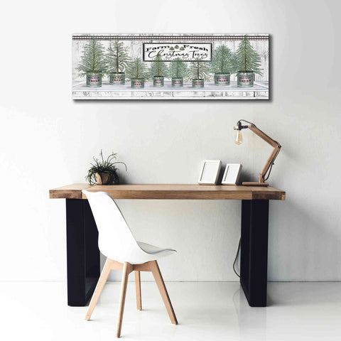 Image of 'Galvanized Pots White Christmas Trees I' by Cindy Jacobs, Canvas Wall Art,60 x 20