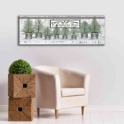 Image of 'Galvanized Pots White Christmas Trees I' by Cindy Jacobs, Canvas Wall Art,60 x 20
