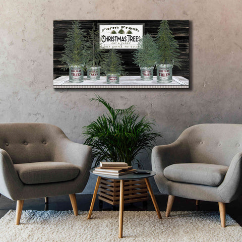 Image of 'Galvanized Pots Christmas Trees II' by Cindy Jacobs, Canvas Wall Art,60 x 30