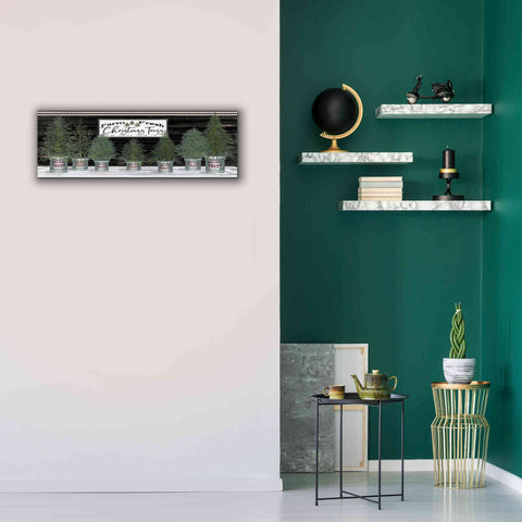 Image of 'Galvanized Pots Christmas Trees I' by Cindy Jacobs, Canvas Wall Art,36 x 12