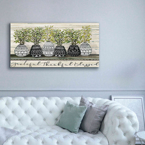 Image of 'Grateful Mud Cloth Vase' by Cindy Jacobs, Canvas Wall Art,60 x 30