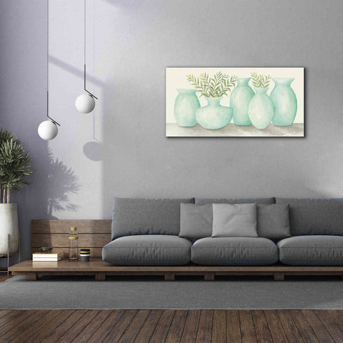 Image of 'Mint Vases' by Cindy Jacobs, Canvas Wall Art,60 x 30