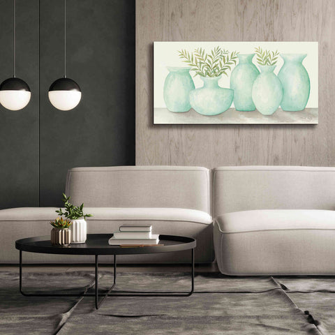 Image of 'Mint Vases' by Cindy Jacobs, Canvas Wall Art,60 x 30