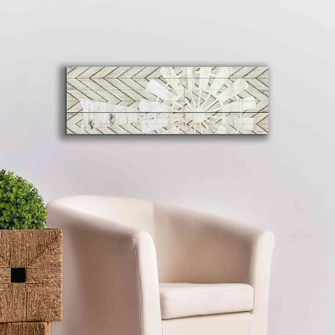 Image of 'Windmill on Wood Slats' by Cindy Jacobs, Canvas Wall Art,36 x 12