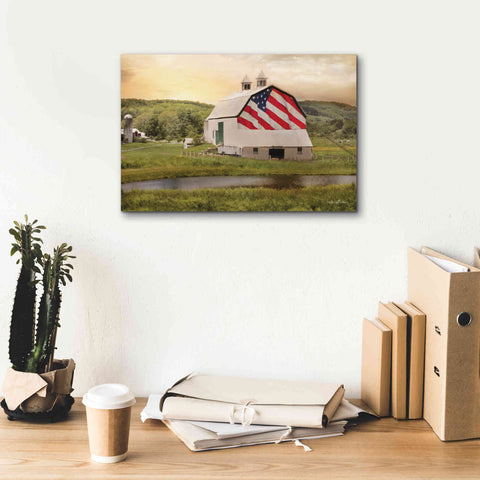 Image of 'Flag Barn' by Lori Deiter, Canvas Wall Art,18 x 12
