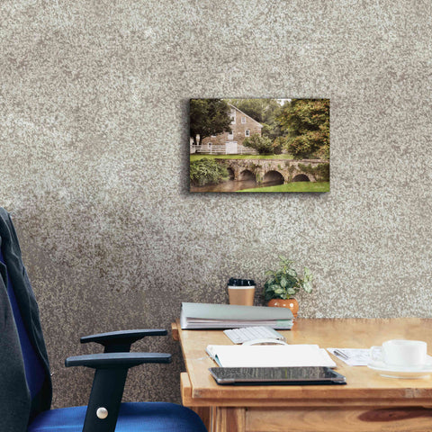 Image of 'Old Stone Barn and Bridge' by Lori Deiter, Canvas Wall Art,18 x 12