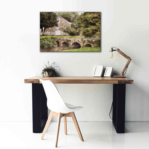 Image of 'Old Stone Barn and Bridge' by Lori Deiter, Canvas Wall Art,40 x 26