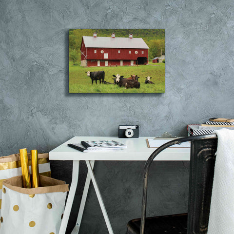 Image of 'Red Barn' by Lori Deiter, Canvas Wall Art,18 x 12