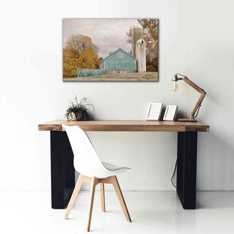 Image of 'Teal Barn and Silo' by Lori Deiter, Canvas Wall Art,40 x 26