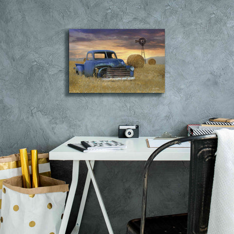 Image of 'Old Chevy with Windmill' by Lori Deiter, Canvas Wall Art,18 x 12