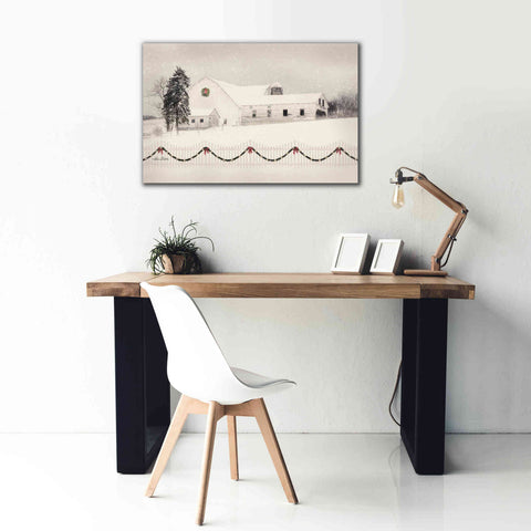 Image of 'Snowy Barn on a Hill' by Lori Deiter, Canvas Wall Art,40 x 26