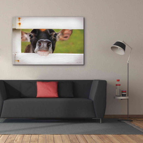 Image of 'Cow at Fence' by Lori Deiter, Canvas Wall Art,60 x 40