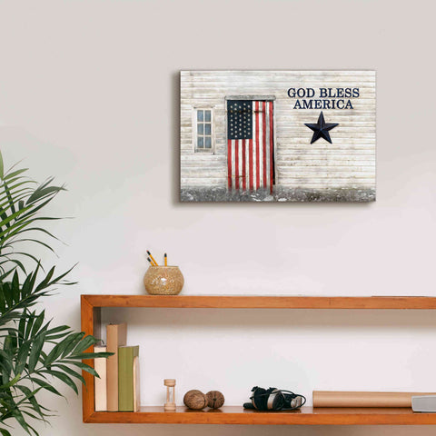 Image of 'God Bless American Flag' by Lori Deiter, Canvas Wall Art,18 x 12