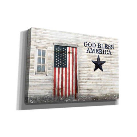 Image of 'God Bless American Flag' by Lori Deiter, Canvas Wall Art