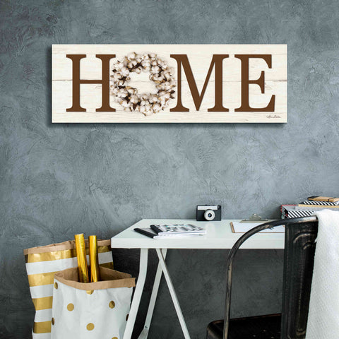 Image of 'Cotton Wreath Home Vertical' by Lori Deiter, Canvas Wall Art,36 x 12