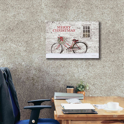 Image of 'Merry Christmas Bicycle' by Lori Deiter, Canvas Wall Art,26 x 18