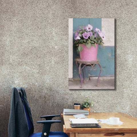 Image of 'Pansy Bucket' by Lori Deiter, Canvas Wall Art,26 x 40