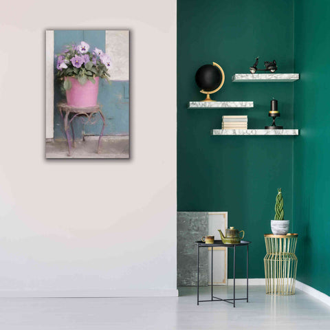 Image of 'Pansy Bucket' by Lori Deiter, Canvas Wall Art,26 x 40