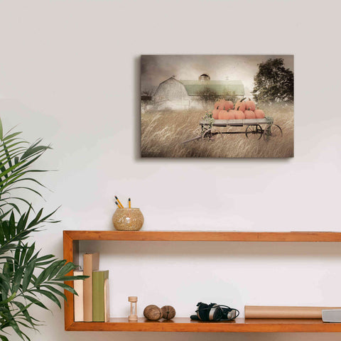 Image of 'Pumpkin Harvest Barn' by Lori Deiter, Canvas Wall Art,18 x 12