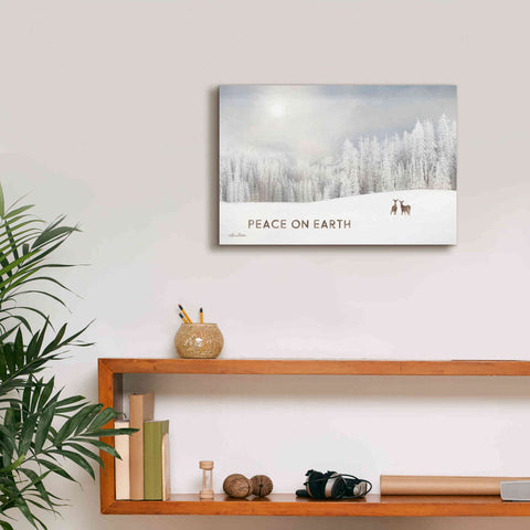 Image of 'Lava Mountain Snow Storm with Deer' by Lori Deiter, Canvas Wall Art,18 x 12