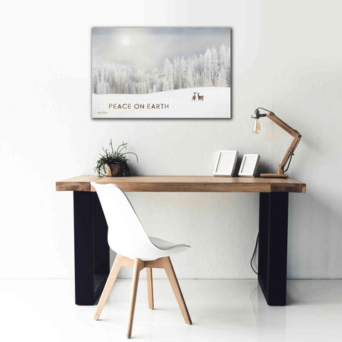 Image of 'Lava Mountain Snow Storm with Deer' by Lori Deiter, Canvas Wall Art,40 x 26