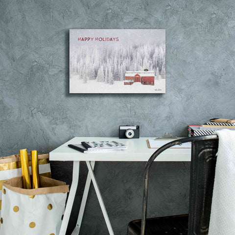 Image of 'Snowy Forest Happy Holidays' by Lori Deiter, Canvas Wall Art,18 x 12