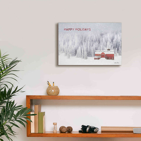 Image of 'Snowy Forest Happy Holidays' by Lori Deiter, Canvas Wall Art,18 x 12