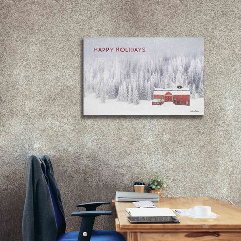 Image of 'Snowy Forest Happy Holidays' by Lori Deiter, Canvas Wall Art,40 x 26