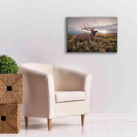 Image of 'Jackson Sunrise with Elk' by Lori Deiter, Canvas Wall Art,26 x 18