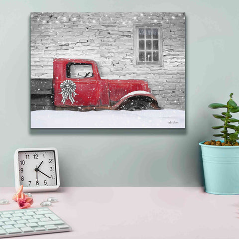 Image of 'Christmas Truck with Plaid Bow' by Lori Deiter, Canvas Wall Art,16 x 12