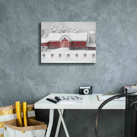 Image of 'Barn with Fence and Bows' by Lori Deiter, Canvas Wall Art,16 x 12