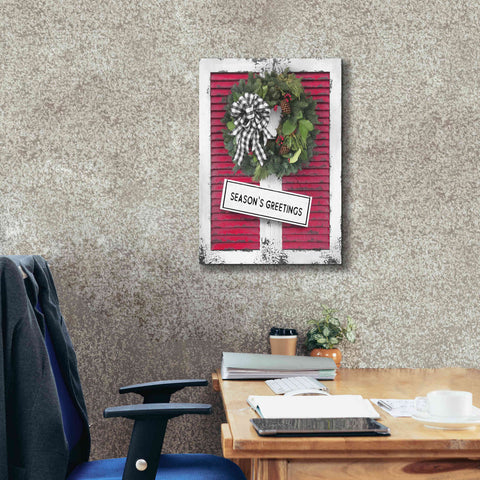 Image of 'Christmas Shutters with Wreath I' by Lori Deiter, Canvas Wall Art,18 x 26
