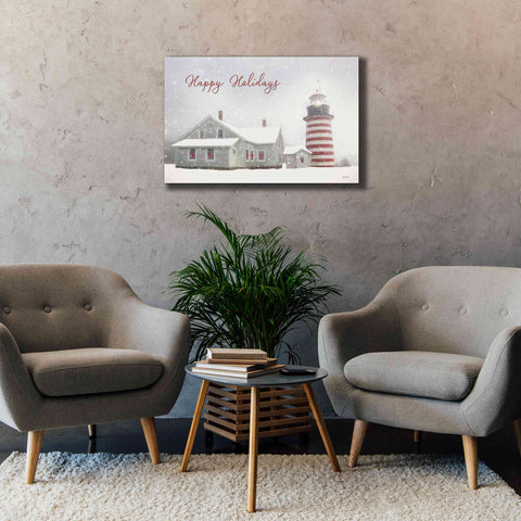 Image of 'Happy Holidays Lighthouse' by Lori Deiter, Canvas Wall Art,40 x 26