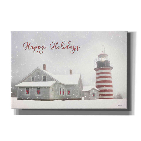Image of 'Happy Holidays Lighthouse' by Lori Deiter, Canvas Wall Art