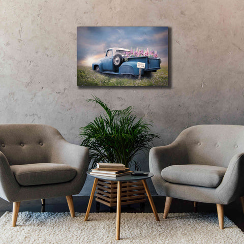 Image of 'Blue Ford with Foxglove Flowers' by Lori Deiter, Canvas Wall Art,40 x 26