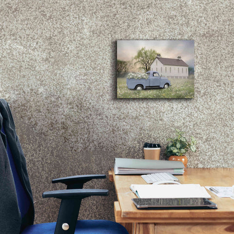 Image of 'Blue Ford at Barn' by Lori Deiter, Canvas Wall Art,16 x 12