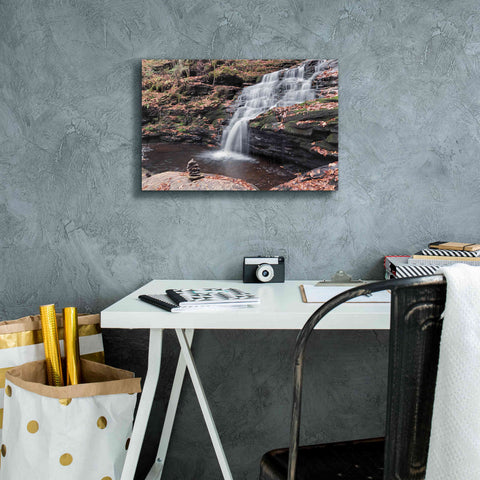 Image of 'Peaceful Day at Mohican Falls' by Lori Deiter, Canvas Wall Art,18 x 12