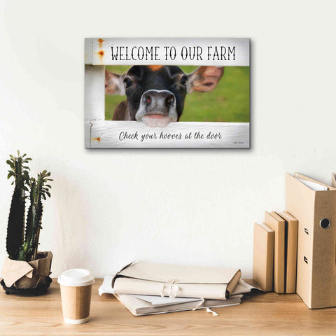 Image of 'Welcome Cow' by Lori Deiter Canvas Wall Art,18 x 12