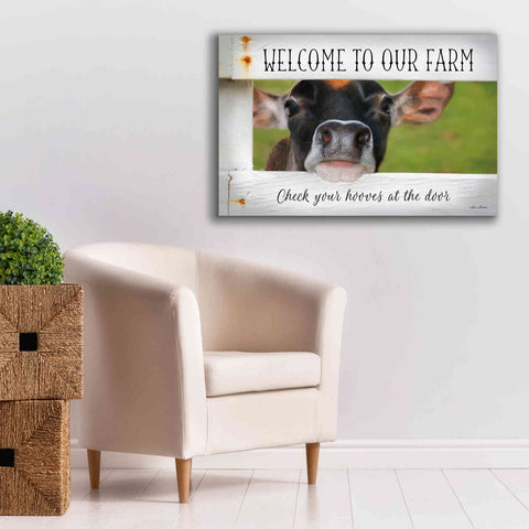 Image of 'Welcome Cow' by Lori Deiter Canvas Wall Art,40 x 26