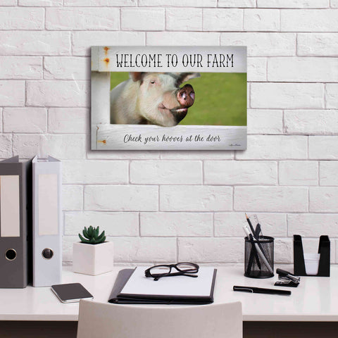 Image of 'Welcome Pig' by Lori Deiter Canvas Wall Art,18 x 12