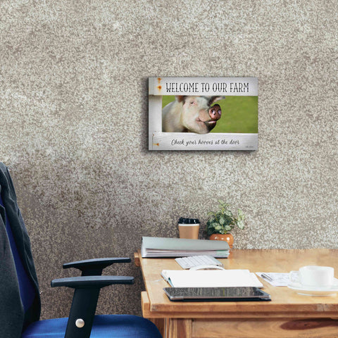 Image of 'Welcome Pig' by Lori Deiter Canvas Wall Art,18 x 12