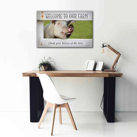 Image of 'Welcome Pig' by Lori Deiter Canvas Wall Art,40 x 26
