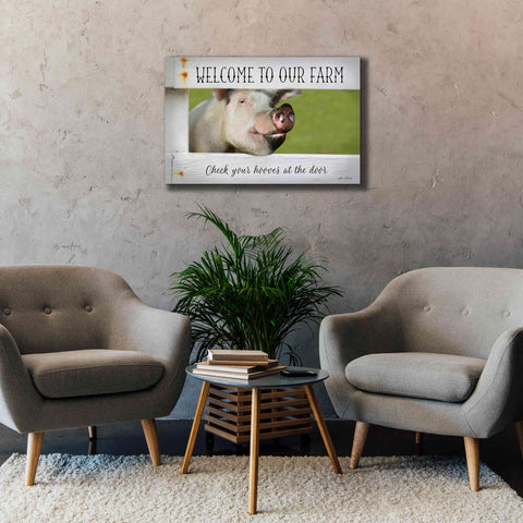 Image of 'Welcome Pig' by Lori Deiter Canvas Wall Art,40 x 26
