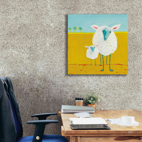 Image of 'Mama and Baby Sheep' by Phyllis Adams, Canvas Wall Art,26 x 26