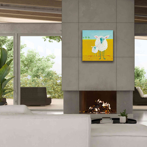 Image of 'Mama and Baby Sheep' by Phyllis Adams, Canvas Wall Art,26 x 26