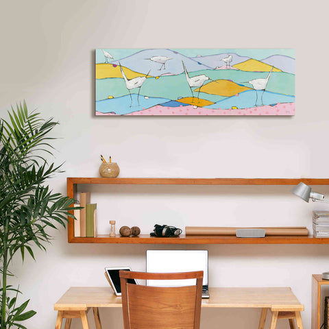 Image of 'Marsh Egrets I Pink Sand' by Phyllis Adams, Canvas Wall Art,36 x 12