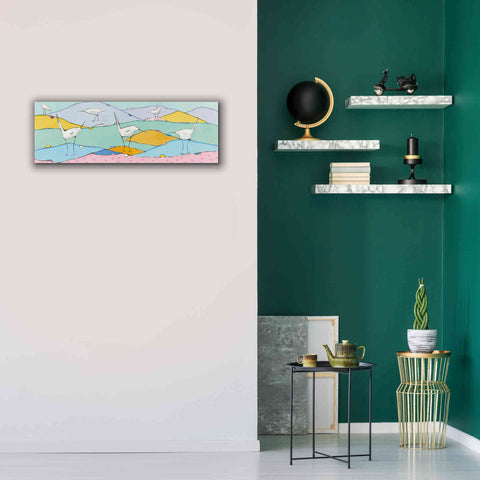 Image of 'Marsh Egrets I Pink Sand' by Phyllis Adams, Canvas Wall Art,36 x 12